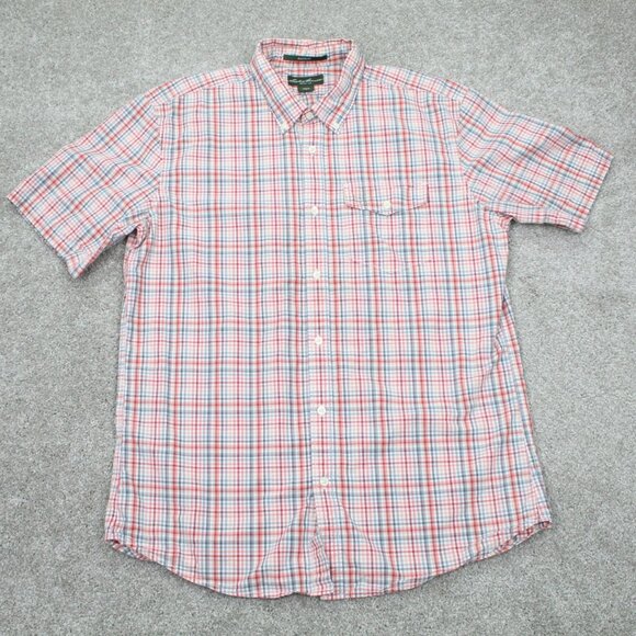 Eddie Bauer Other - Eddie Bauer Shirt Mens Large Red/White/Gray Plaid Classic Fit 100% Cotton S/S